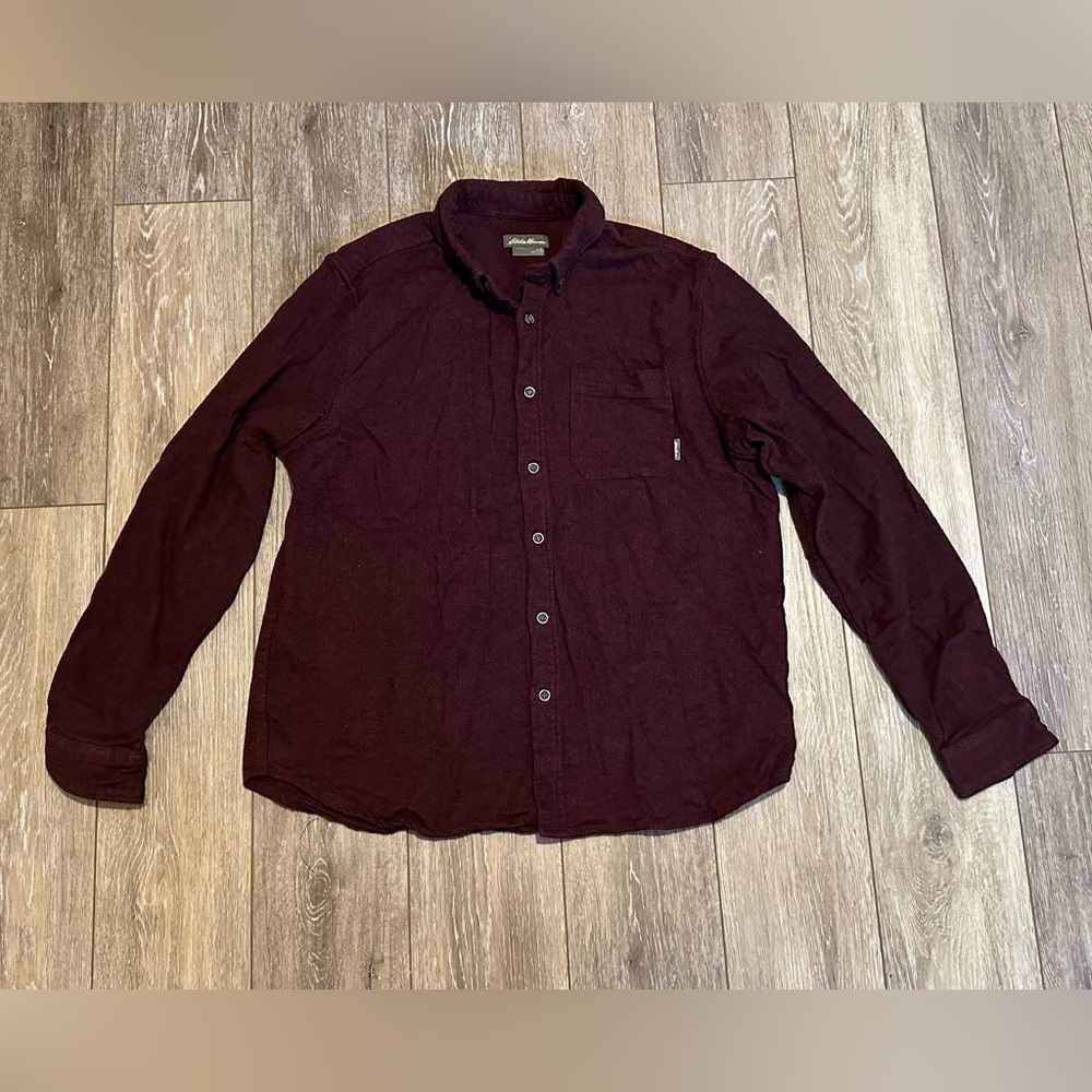 Eddie Bauer Flannel Shirt Size Large Maroon